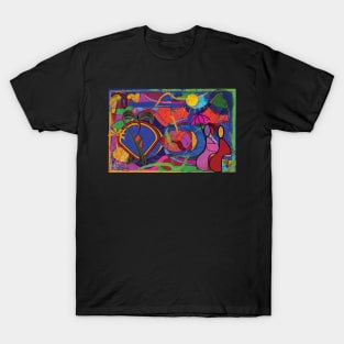 abstract art geometric shape of a couple in love. T-Shirt